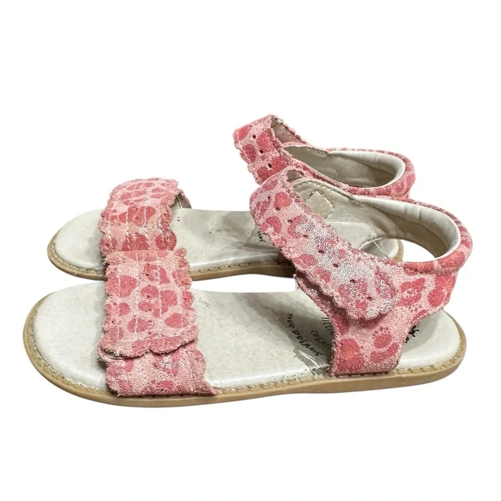 Livie & Luca Posey Sandal Size 11 Leather Pink Polka Dot Slip On Strap On Shoes